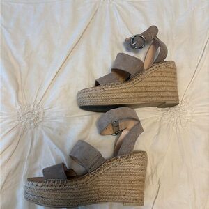 Dolce Vita Taupe Suede Espadrille Wedge Sandals